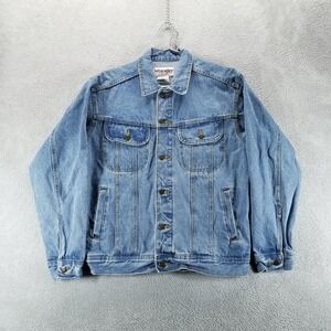 Wrangler Jacket Mens M Blue Denim‎ Trucker Rugged Wear Button Front
